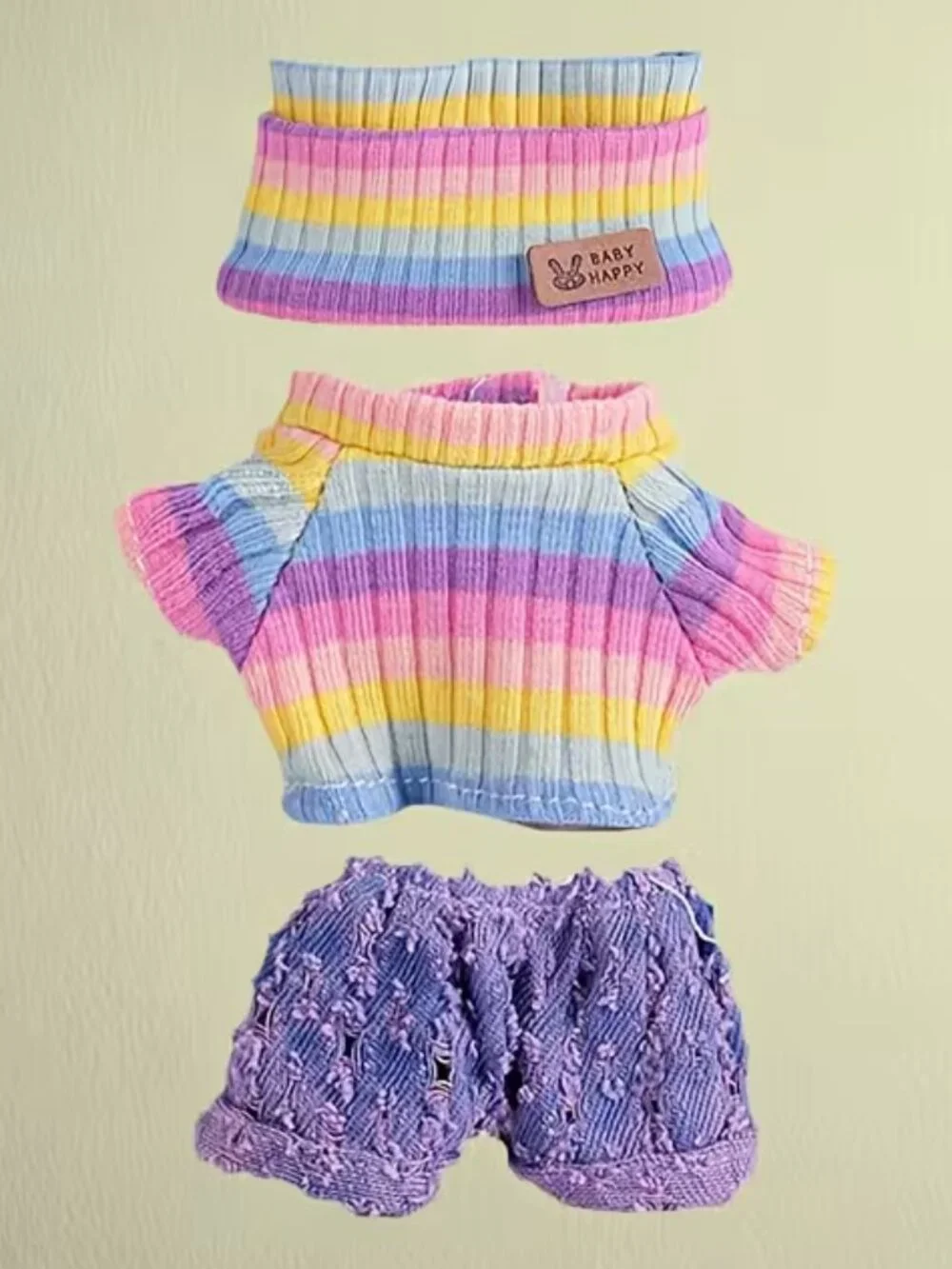LABUBU Doll Clothes (3-Pc) Purple Sweater Skirt & Hat Outfit Set (NEW & SO CUTE)